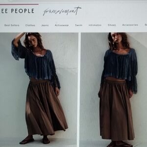 Free People Lowen Midi Skirt Dusted Cocoa S
